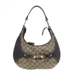 Pre Owned Gucci Brown Canvas Small GG Monogram Amalfi Hobo