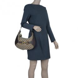 Pre Owned Gucci Brown Canvas Small GG Monogram Amalfi Hobo