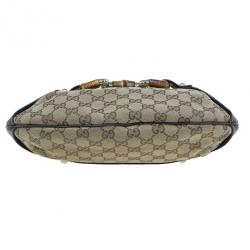 Pre Owned Gucci Brown Canvas Small GG Monogram Amalfi Hobo