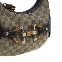 Pre Owned Gucci Brown Canvas Small GG Monogram Amalfi Hobo