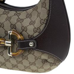 Pre Owned Gucci Brown Canvas Small GG Monogram Amalfi Hobo
