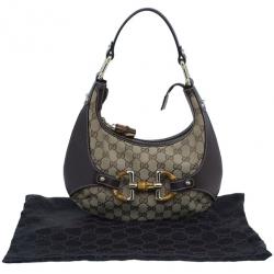 Pre Owned Gucci Brown Canvas Small GG Monogram Amalfi Hobo