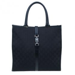 مملوكة مسبقًا Gucci Black Monogram Canvas Piston Tote