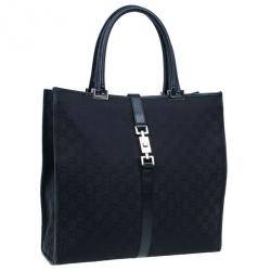 مملوكة مسبقًا Gucci Black Monogram Canvas Piston Tote