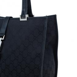 مملوكة مسبقًا Gucci Black Monogram Canvas Piston Tote