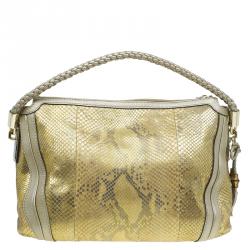 مملوكة مسبقًا Gucci Gold Python Medium Bella Hobo