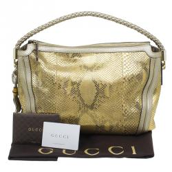 مملوكة مسبقًا Gucci Gold Python Medium Bella Hobo