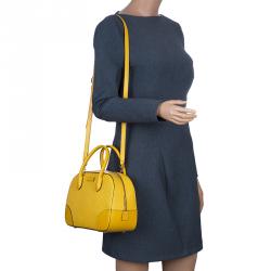 Pre Owned Gucci Yellow Bright Diamante Leather Small Top Handle Bag