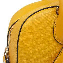 Pre Owned Gucci Yellow Bright Diamante Leather Small Top Handle Bag