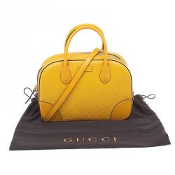 Pre Owned Gucci Yellow Bright Diamante Leather Small Top Handle Bag