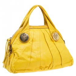 Pre Owned Gucci Yellow Leather Hysteria Top Handle Bag