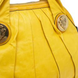 Pre Owned Gucci Yellow Leather Hysteria Top Handle Bag