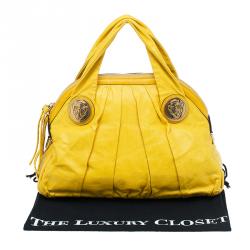 Pre Owned Gucci Yellow Leather Hysteria Top Handle Bag
