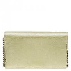 Pre Owned محفظة غوتشي بيتي جلد ذهبي ميتاليك بسلسلة