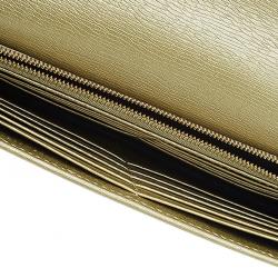 Pre Owned محفظة غوتشي بيتي جلد ذهبي ميتاليك بسلسلة