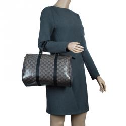 Pre Owned حقيبة غوتشي جوي بوسطن كانفاس GG أسود مقوى متوسطة