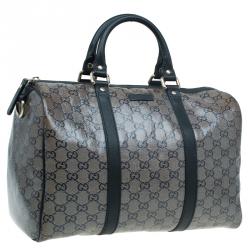 Pre Owned حقيبة غوتشي جوي بوسطن كانفاس GG أسود مقوى متوسطة
