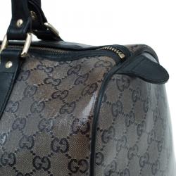 Pre Owned حقيبة غوتشي جوي بوسطن كانفاس GG أسود مقوى متوسطة