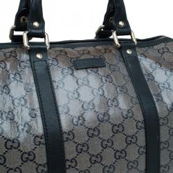 Pre Owned حقيبة غوتشي جوي بوسطن كانفاس GG أسود مقوى متوسطة