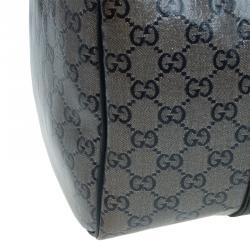 Pre Owned حقيبة غوتشي جوي بوسطن كانفاس GG أسود مقوى متوسطة