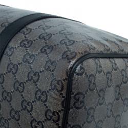 Pre Owned حقيبة غوتشي جوي بوسطن كانفاس GG أسود مقوى متوسطة