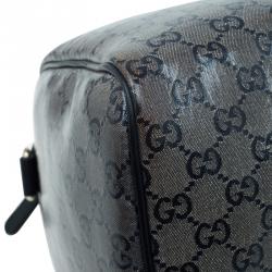 Pre Owned حقيبة غوتشي جوي بوسطن كانفاس GG أسود مقوى متوسطة