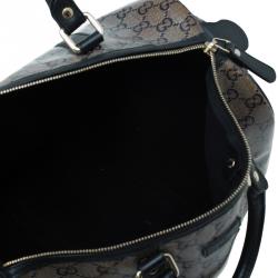 Pre Owned حقيبة غوتشي جوي بوسطن كانفاس GG أسود مقوى متوسطة
