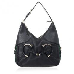 Pre Owned Gucci Black Leather Heritage Hobo
