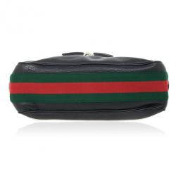 Pre Owned Gucci Black Leather Heritage Hobo