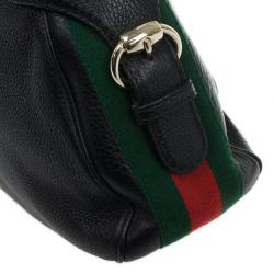 Pre Owned Gucci Black Leather Heritage Hobo