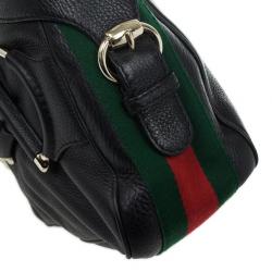 Pre Owned Gucci Black Leather Heritage Hobo