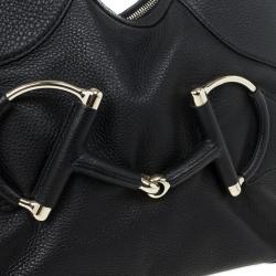 Pre Owned Gucci Black Leather Heritage Hobo