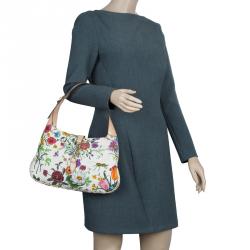 مملوكة مسبقًا Gucci Botanical Floral Canvas Jackie O Bouvier Hobo