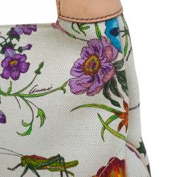 مملوكة مس بقًا Gucci Botanical Floral Canvas Jackie O Bouvier Hobo