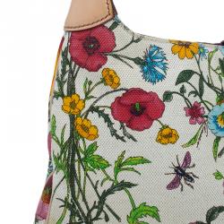 مملوكة مسبقًا Gucci Botanical Floral Canvas Jackie O Bouvier Hobo