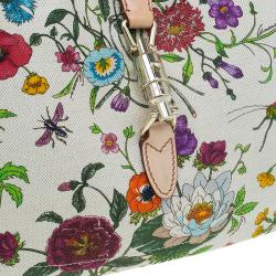 مملوكة مسبقًا Gucci Botanical Floral Canvas Jackie O Bouvier Hobo
