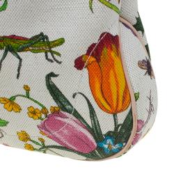 مملوكة مسبقًا Gucci Botanical Floral Canvas Jackie O Bouvier Hobo