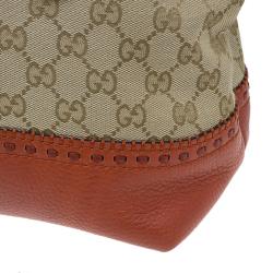 Pre Owned Gucci Beige/Orange GG Canvas and Leather Laidback Crafty Top Handle Bag