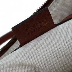 Pre Owned Gucci Beige/Orange GG Canvas and Leather Laidback Crafty Top Handle Bag