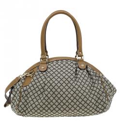 Pre Owned حقيبة غوتشي بوسطن سوكي متوسطة كانفاس ديامانت عاجي/ بيج