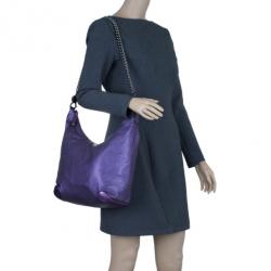 مملوكة مسبقًا Gucci Metallic Purple Leather Galaxy Hobo