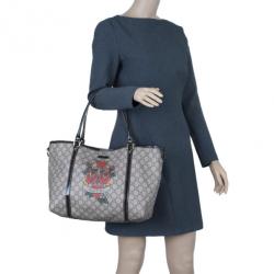 Pre Owned Gucci Monogram Canvas Rose Heart Tattoo Tote