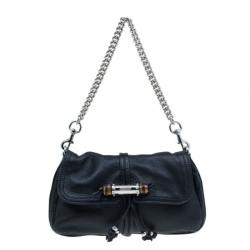 مملوكة مسبقًا Gucci Black Leather Small Jungle Shoulder Bag