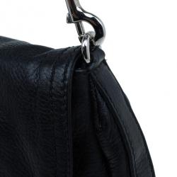 مملوكة مسبقًا Gucci Black Leather Small Jungle Shoulder Bag