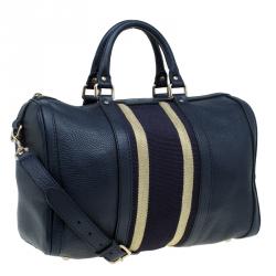 مملوكة مسبقًا حقيبة غوتشي بوسطن ويب متوسطة جلد أسود