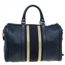 مملوكة مسبقًا حقيبة غوتشي بوسطن ويب متوسطة جلد أسود