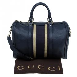 مملوكة مسبقًا حقيبة غوتشي بوسطن ويب متوسطة جلد أسود