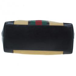 مملوكة مسبقًا Gucci Beige Canvas and Leather Vertical Web Tote