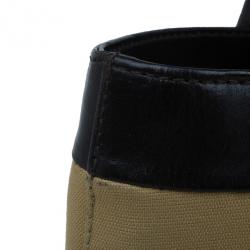 مملوكة مسبقًا Gucci Beige Canvas and Leather Vertical Web Tote