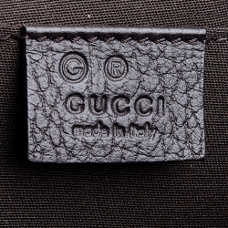 Pre Owned Gucci Dark Brown/Black GG Canvas And Leather Chain Handle Baguette